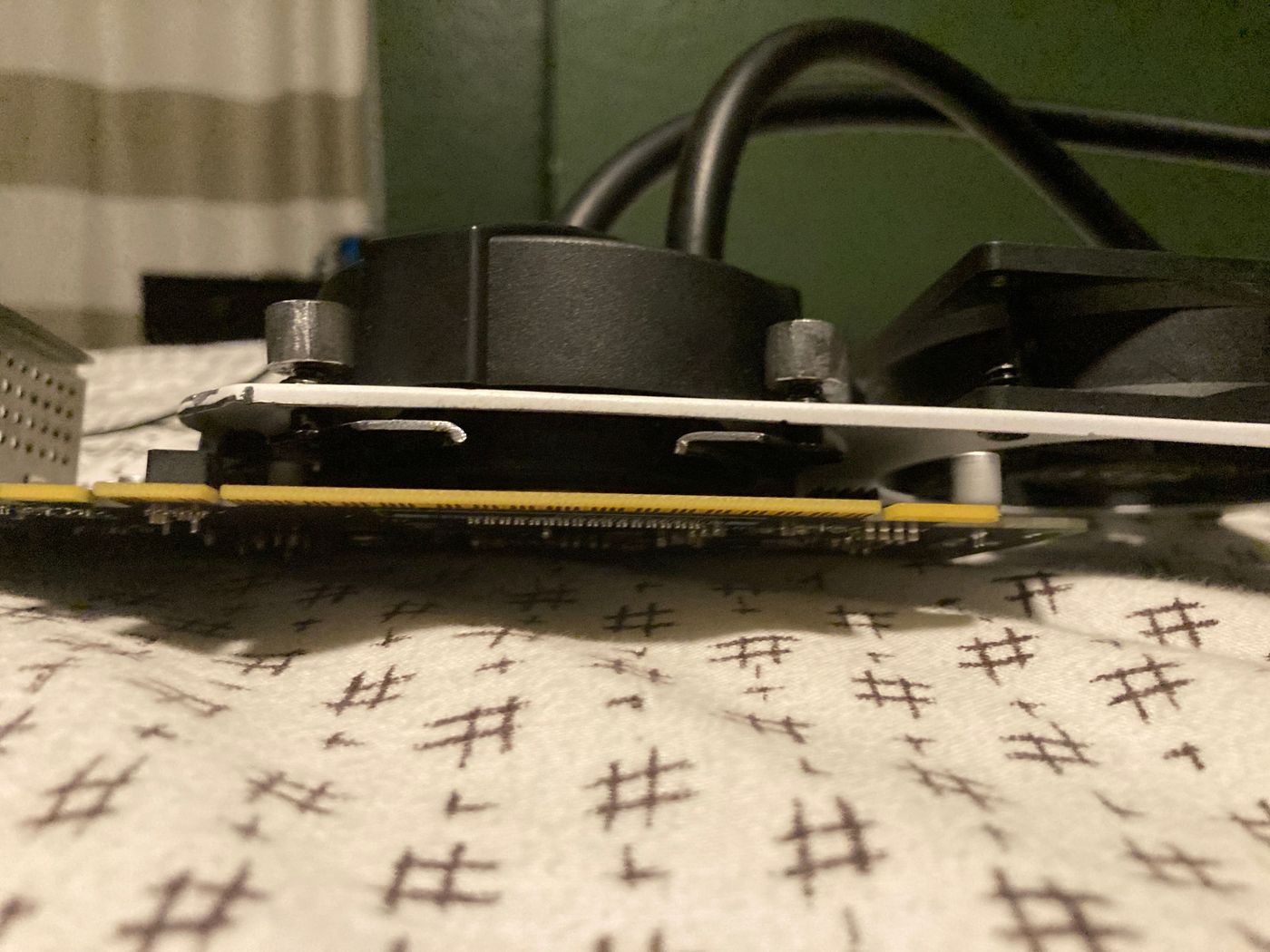 GPU seated in PCIe slot — full card installed in the system