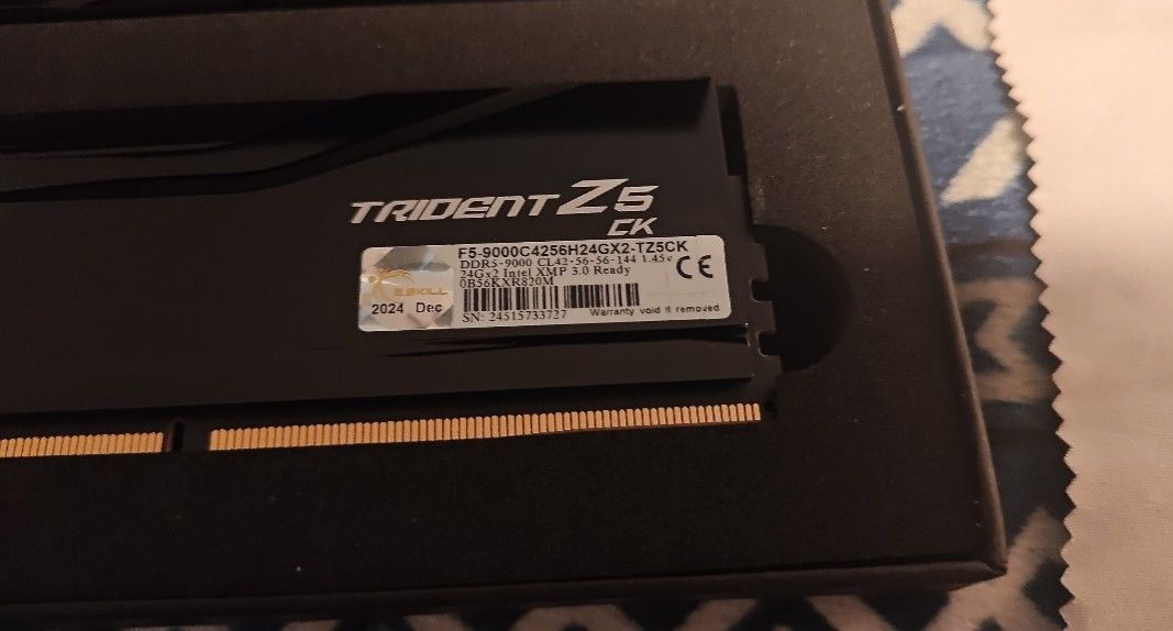 Close-up of G.Skill Trident Z5 CK sticks showing the CUDIMM label
