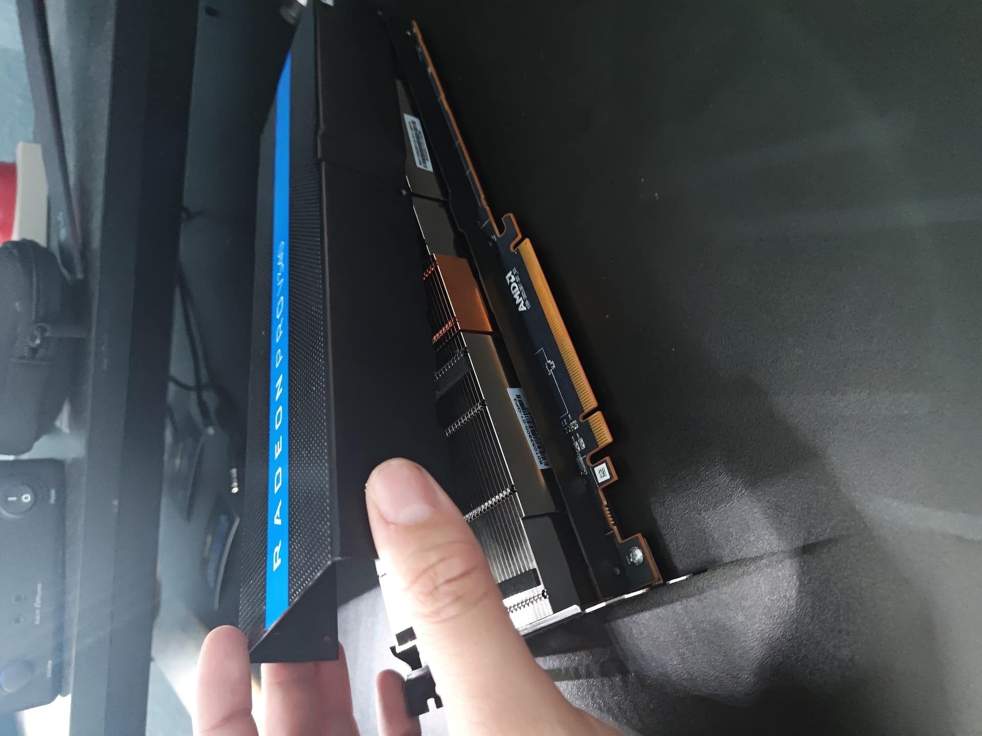 Blue shroud being removed from Radeon Pro V340L